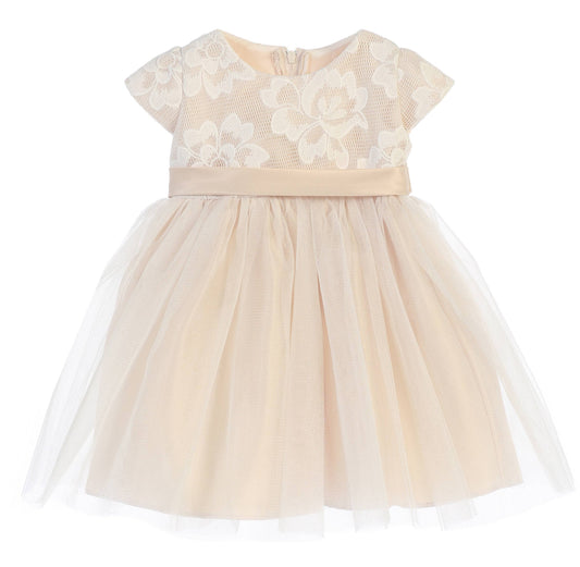 Toddler Champagne Floral Lace Easter Dress