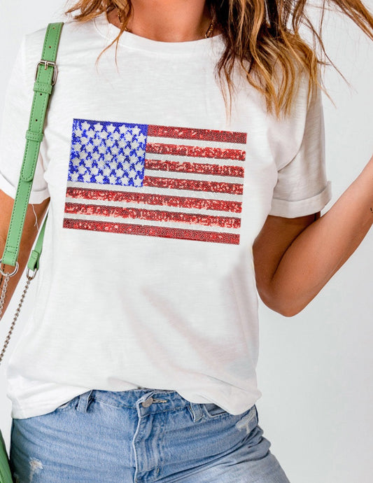 Sequin US Flag T-Shirt