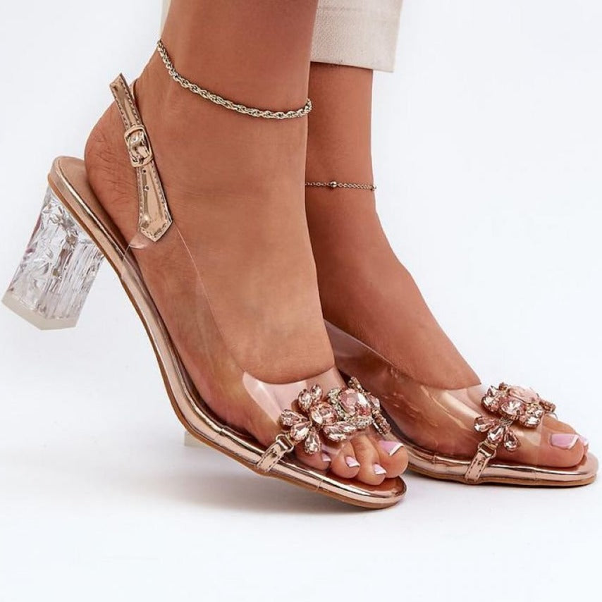 Translucent Heel Sandals with Accents
