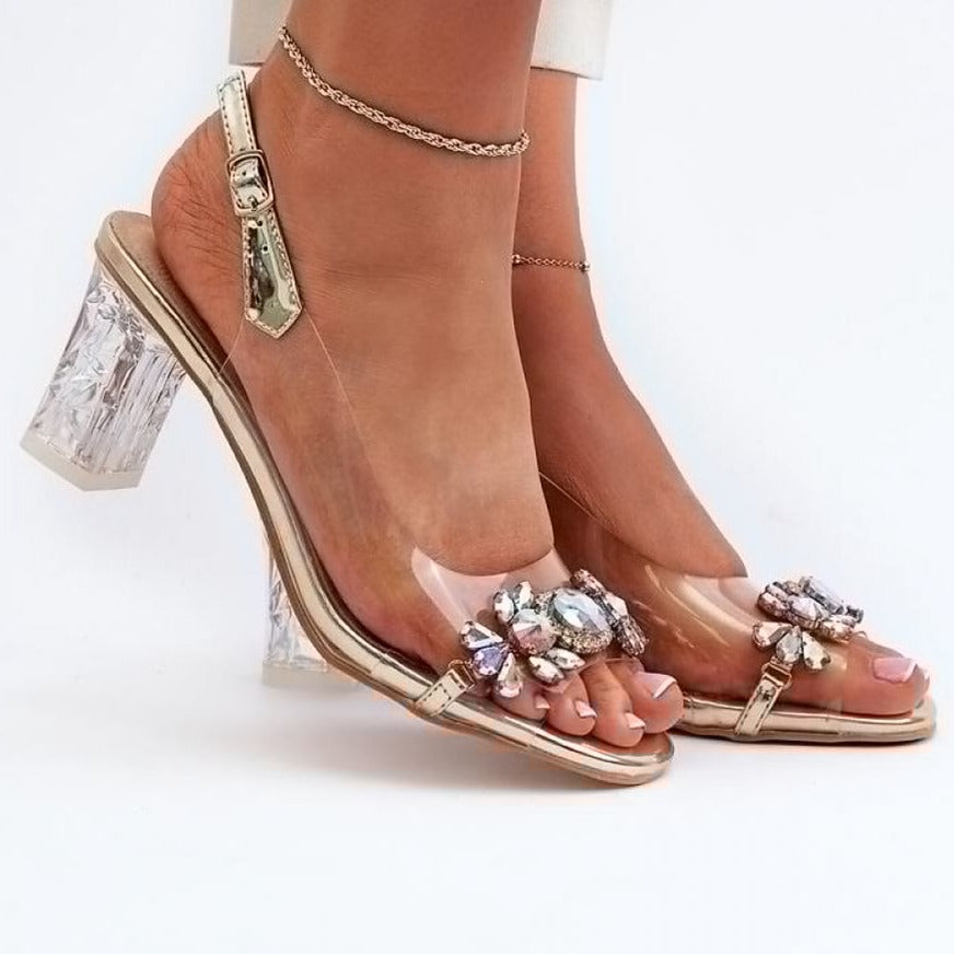Translucent Heel Sandals with Accents
