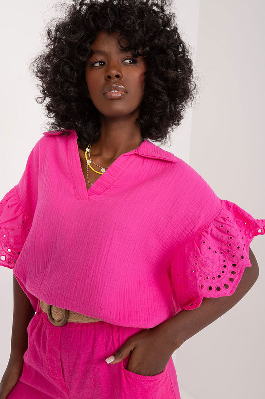 Cotton Blouse by Italy Moda in Pink
