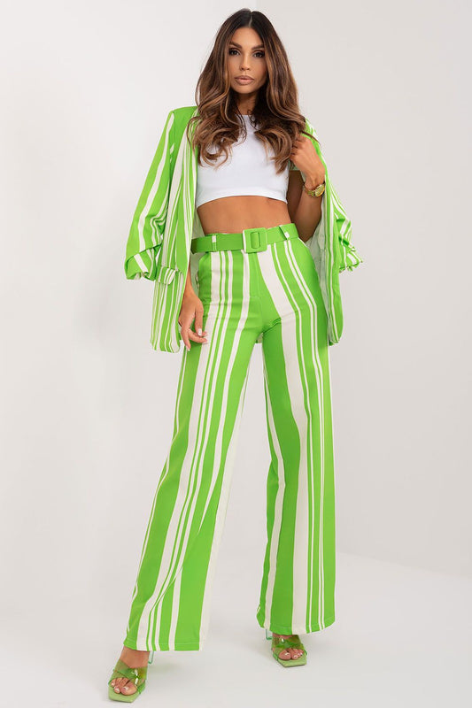 Green Striped Trousers by Italy Moda