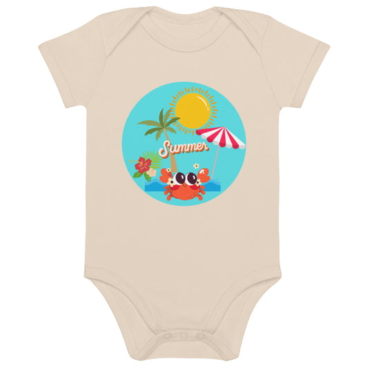 Organic Cotton Beach Print Baby Girl Bodysuit