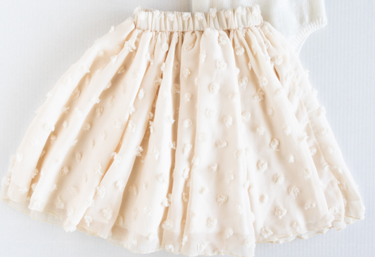 Bailey's Blossoms - Aurora Maxi Skirt - Cream Swiss Dots