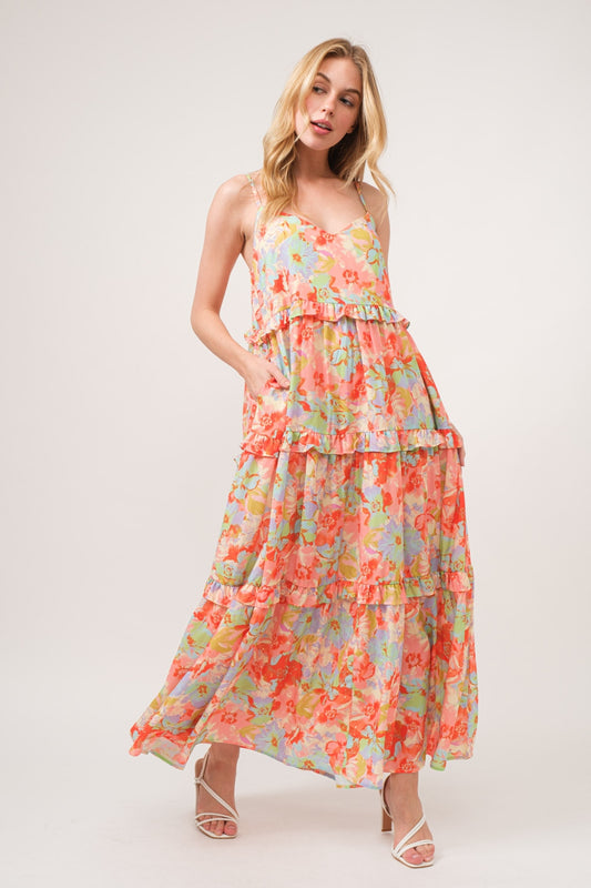 Floral Ruffled Tiered Maxi Summer Dress